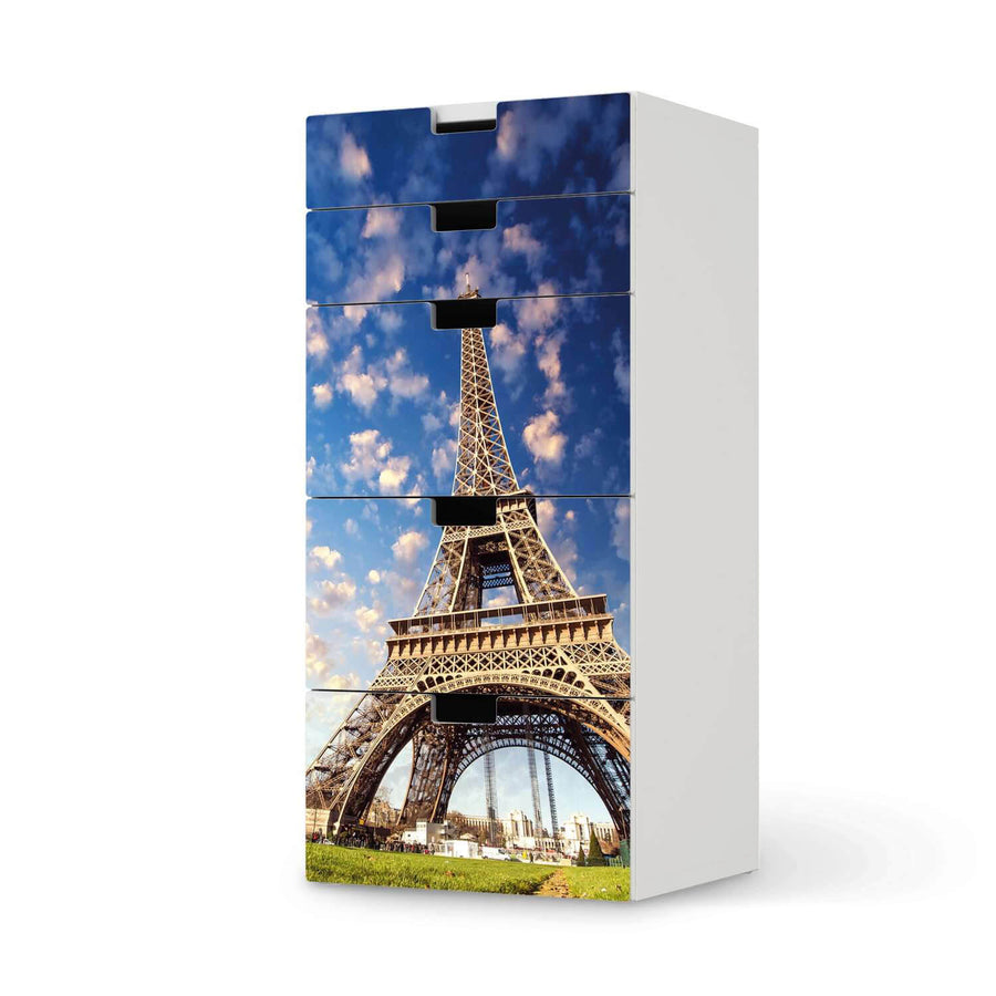 Möbel Klebefolie La Tour Eiffel - IKEA Stuva Kommode - 5 Schubladen  - weiss