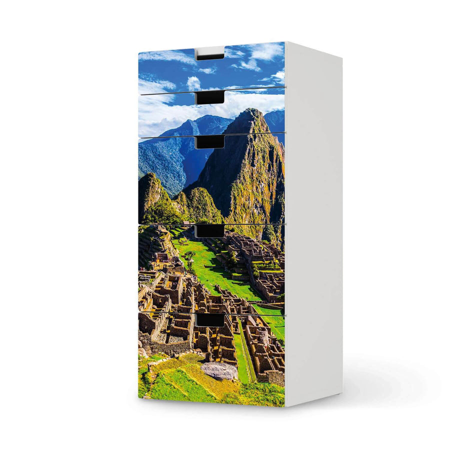 Möbel Klebefolie Machu Picchu - IKEA Stuva Kommode - 5 Schubladen  - weiss