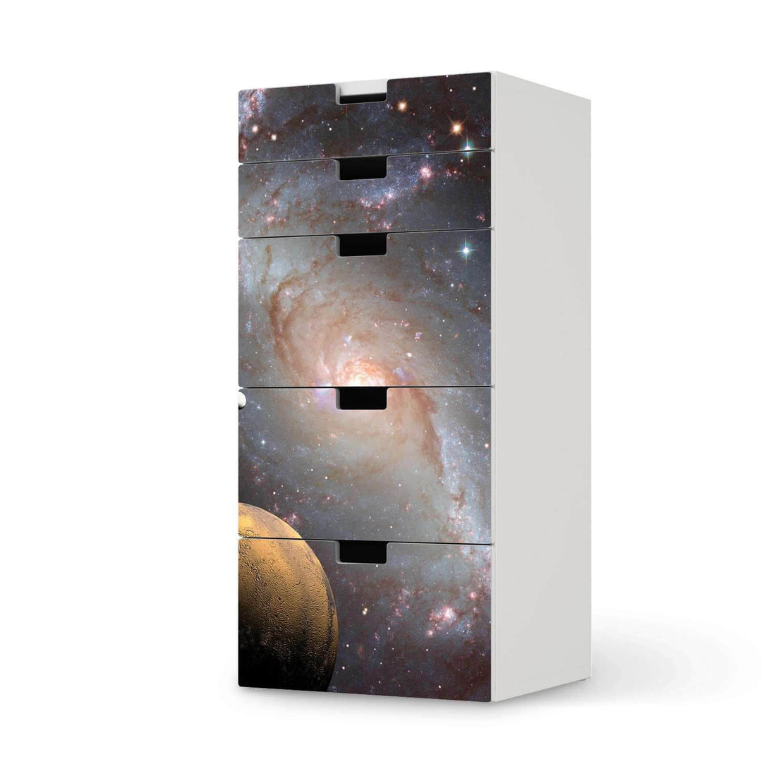 Möbel Klebefolie Milky Way - IKEA Stuva Kommode - 5 Schubladen  - weiss