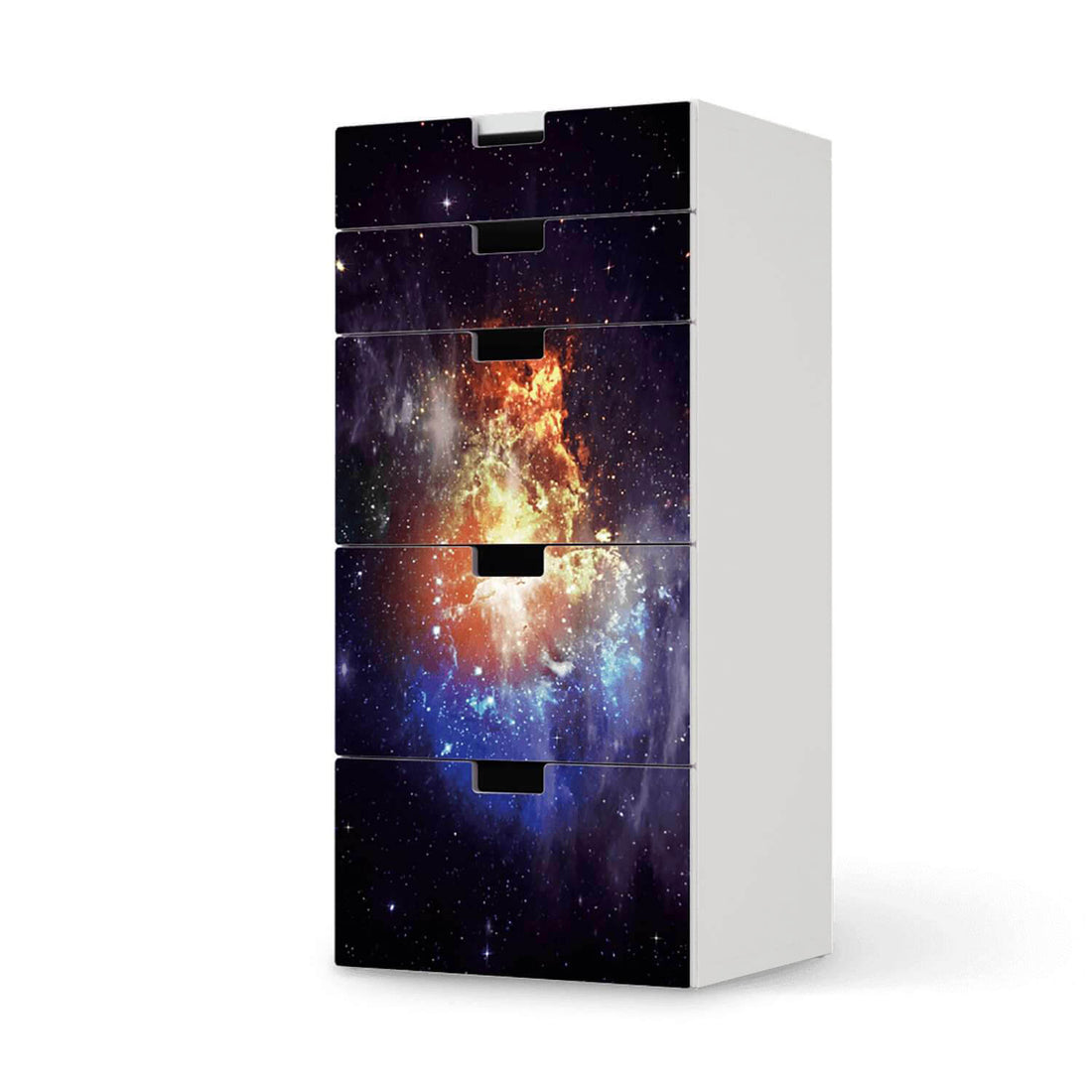 Möbel Klebefolie Nebula - IKEA Stuva Kommode - 5 Schubladen  - weiss