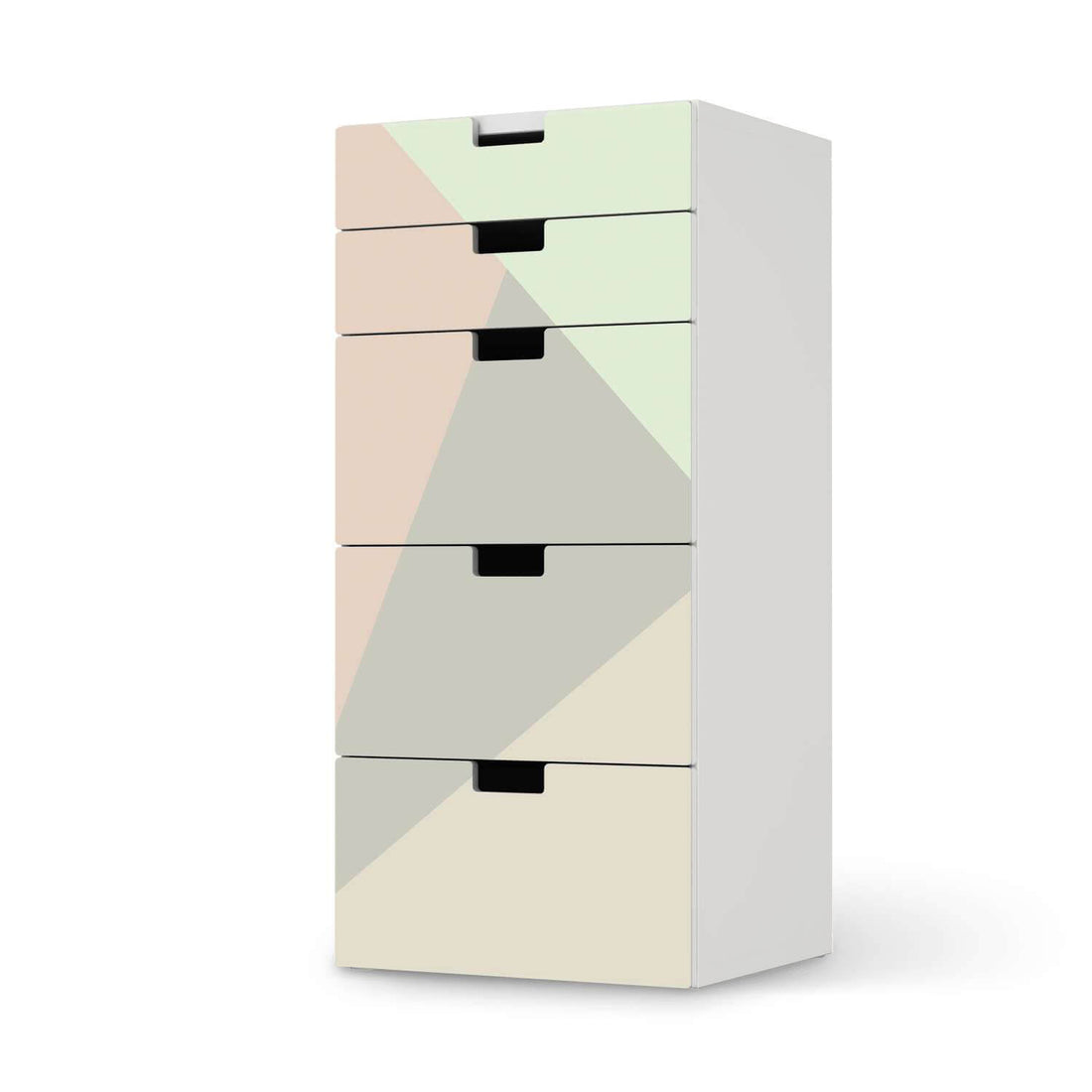 Möbel Klebefolie Pastell Geometrik - IKEA Stuva Kommode - 5 Schubladen  - weiss