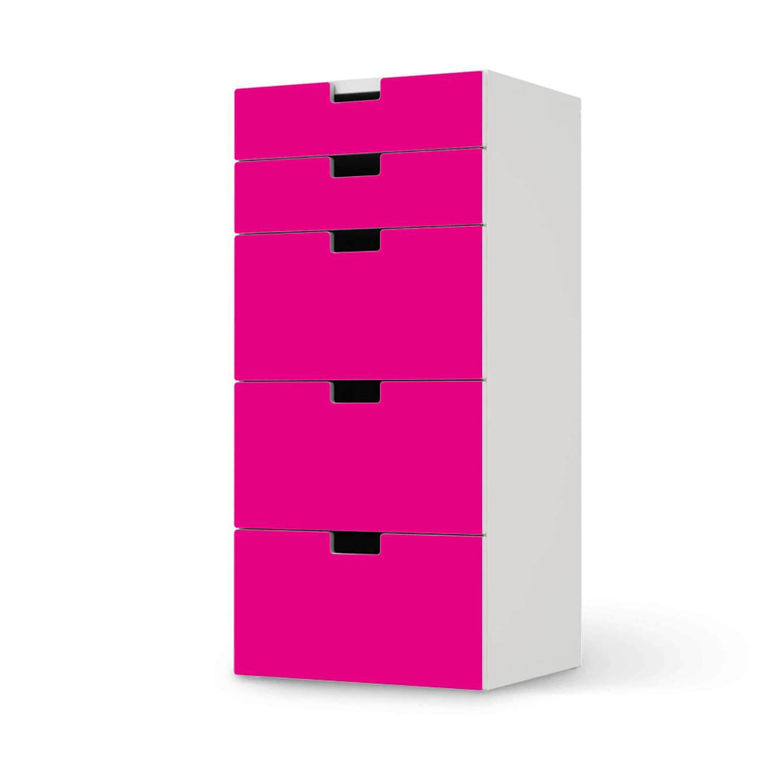 Möbel Klebefolie Pink Dark - IKEA Stuva Kommode - 5 Schubladen  - weiss