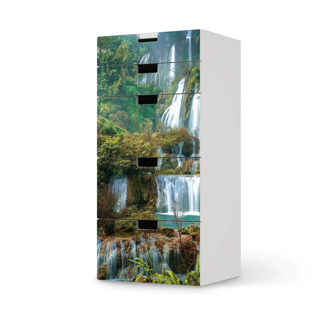 Möbel Klebefolie Rainforest - IKEA Stuva Kommode - 5 Schubladen  - weiss