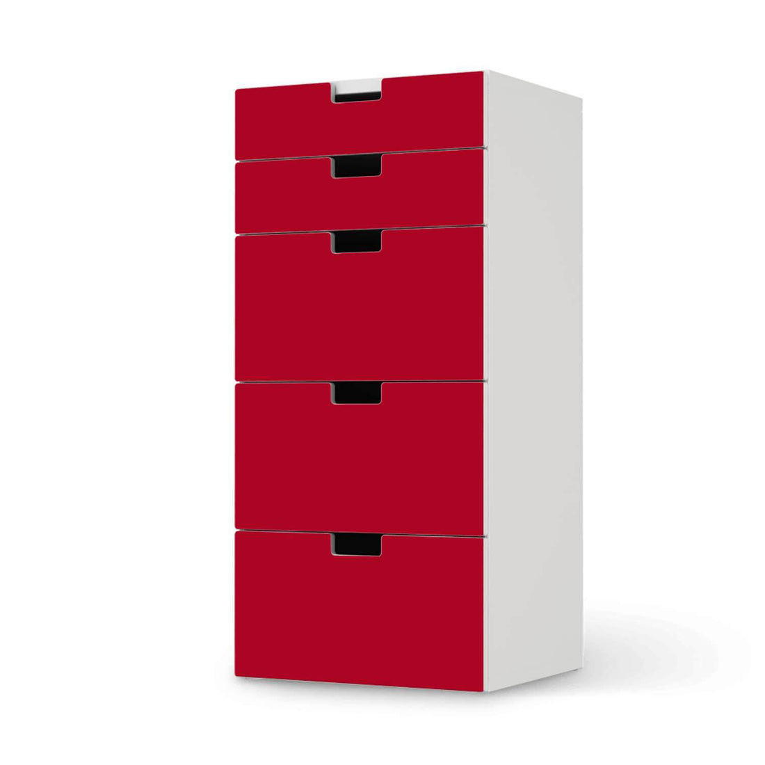 Möbel Klebefolie Rot Dark - IKEA Stuva Kommode - 5 Schubladen  - weiss