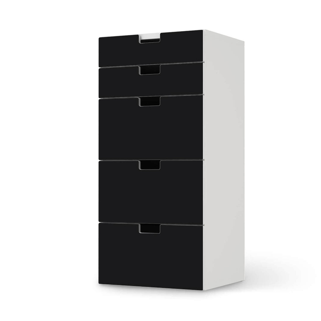 Möbel Klebefolie Schwarz - IKEA Stuva Kommode - 5 Schubladen  - weiss