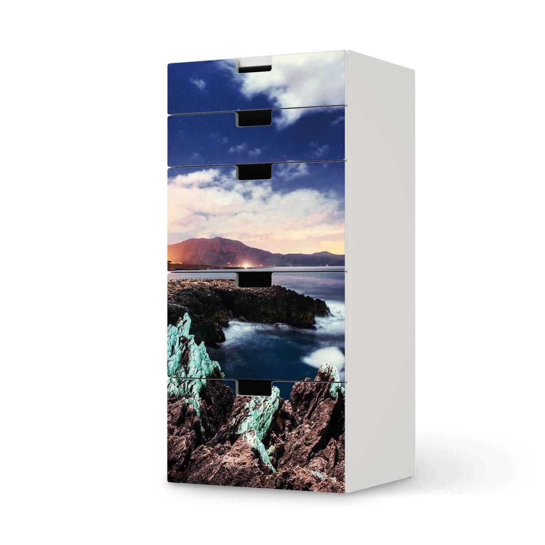 Möbel Klebefolie Seaside - IKEA Stuva Kommode - 5 Schubladen  - weiss
