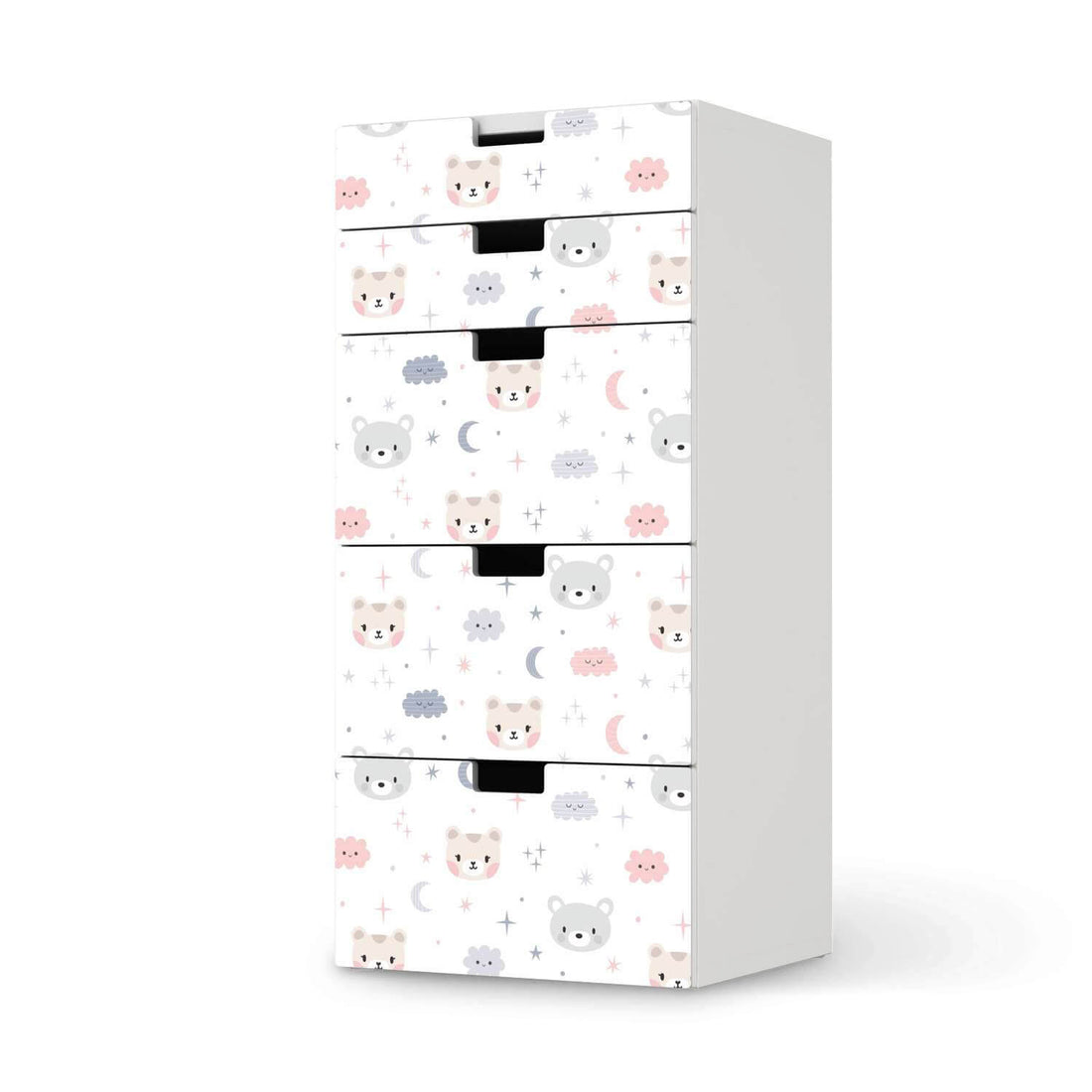 Möbel Klebefolie Sweet Dreams - IKEA Stuva Kommode - 5 Schubladen  - weiss