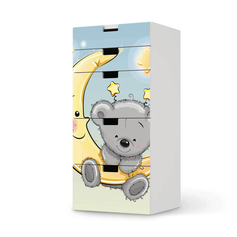 Möbel Klebefolie Teddy und Mond - IKEA Stuva Kommode - 5 Schubladen  - weiss