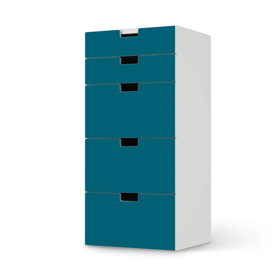 Möbel Klebefolie Türkisgrün Dark - IKEA Stuva Kommode - 5 Schubladen  - weiss