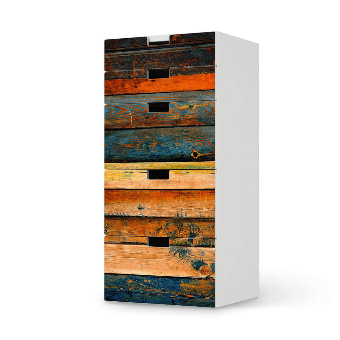 Möbel Klebefolie Wooden - IKEA Stuva Kommode - 5 Schubladen  - weiss