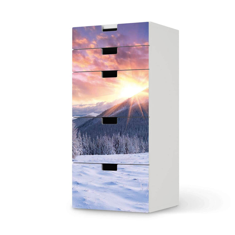 Möbel Klebefolie Zauberhafte Winterlandschaft - IKEA Stuva Kommode - 5 Schubladen  - weiss