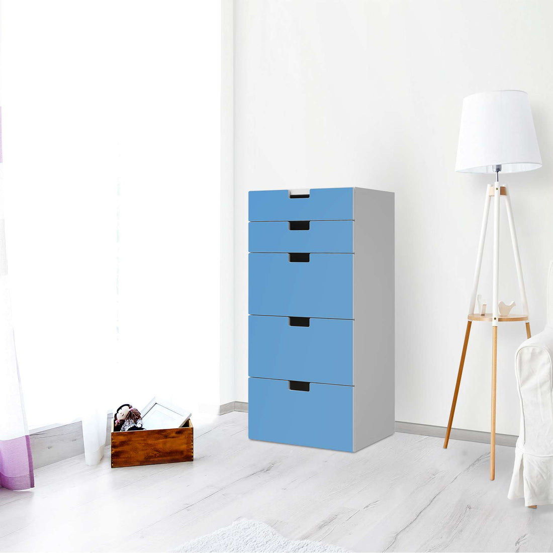 Möbel Klebefolie Blau Light - IKEA Stuva Kommode - 5 Schubladen - Wohnzimmer