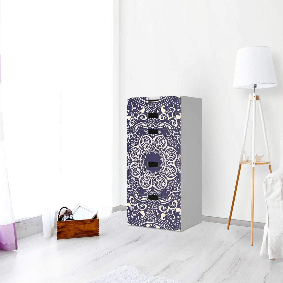 Möbel Klebefolie Blue Mandala - IKEA Stuva Kommode - 5 Schubladen - Wohnzimmer