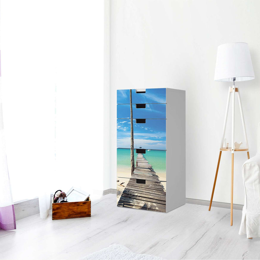 Möbel Klebefolie Blue Water - IKEA Stuva Kommode - 5 Schubladen - Wohnzimmer