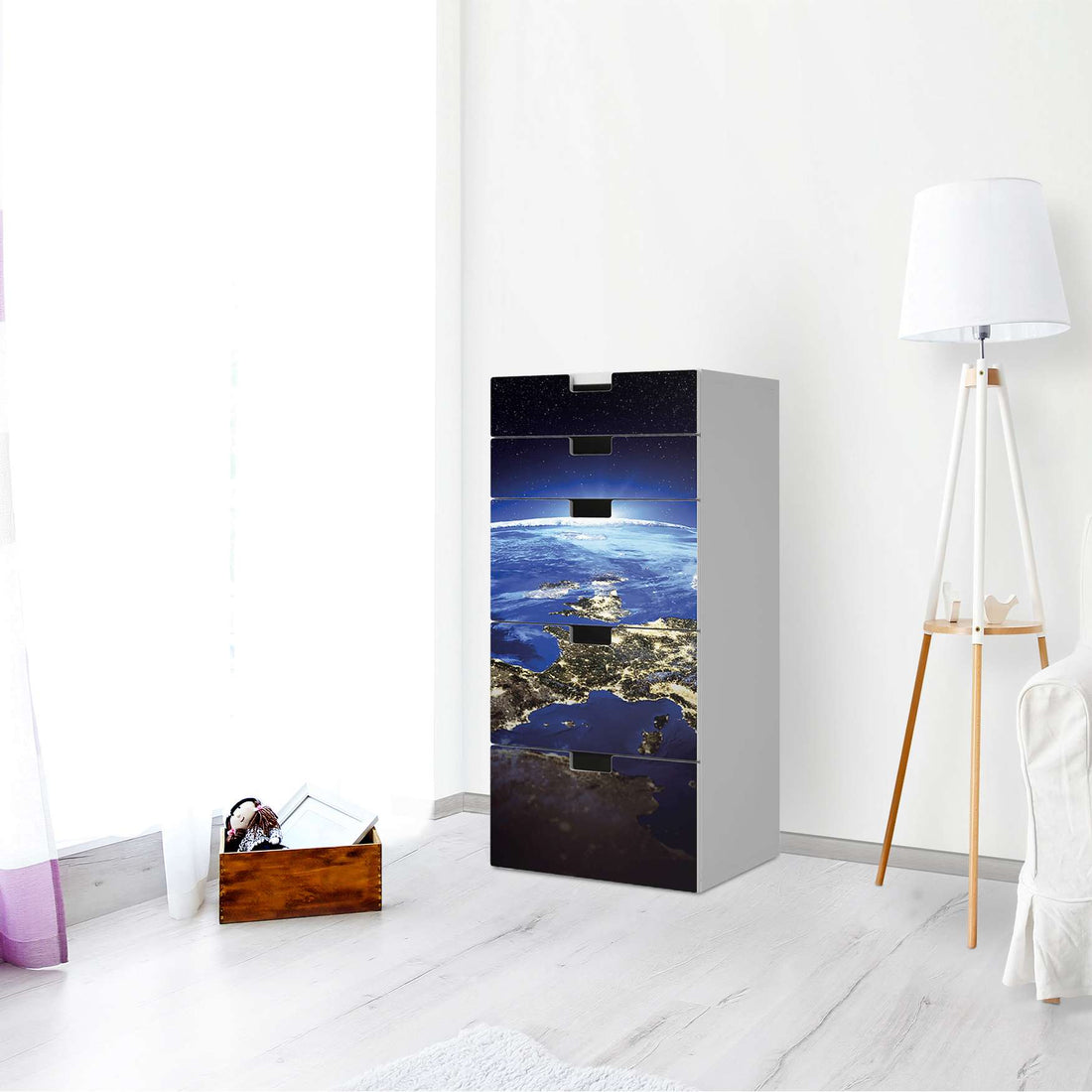 Möbel Klebefolie Earth View - IKEA Stuva Kommode - 5 Schubladen - Wohnzimmer