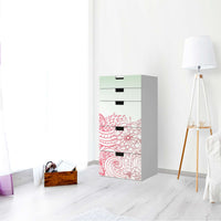 Möbel Klebefolie Floral Doodle - IKEA Stuva Kommode - 5 Schubladen - Wohnzimmer