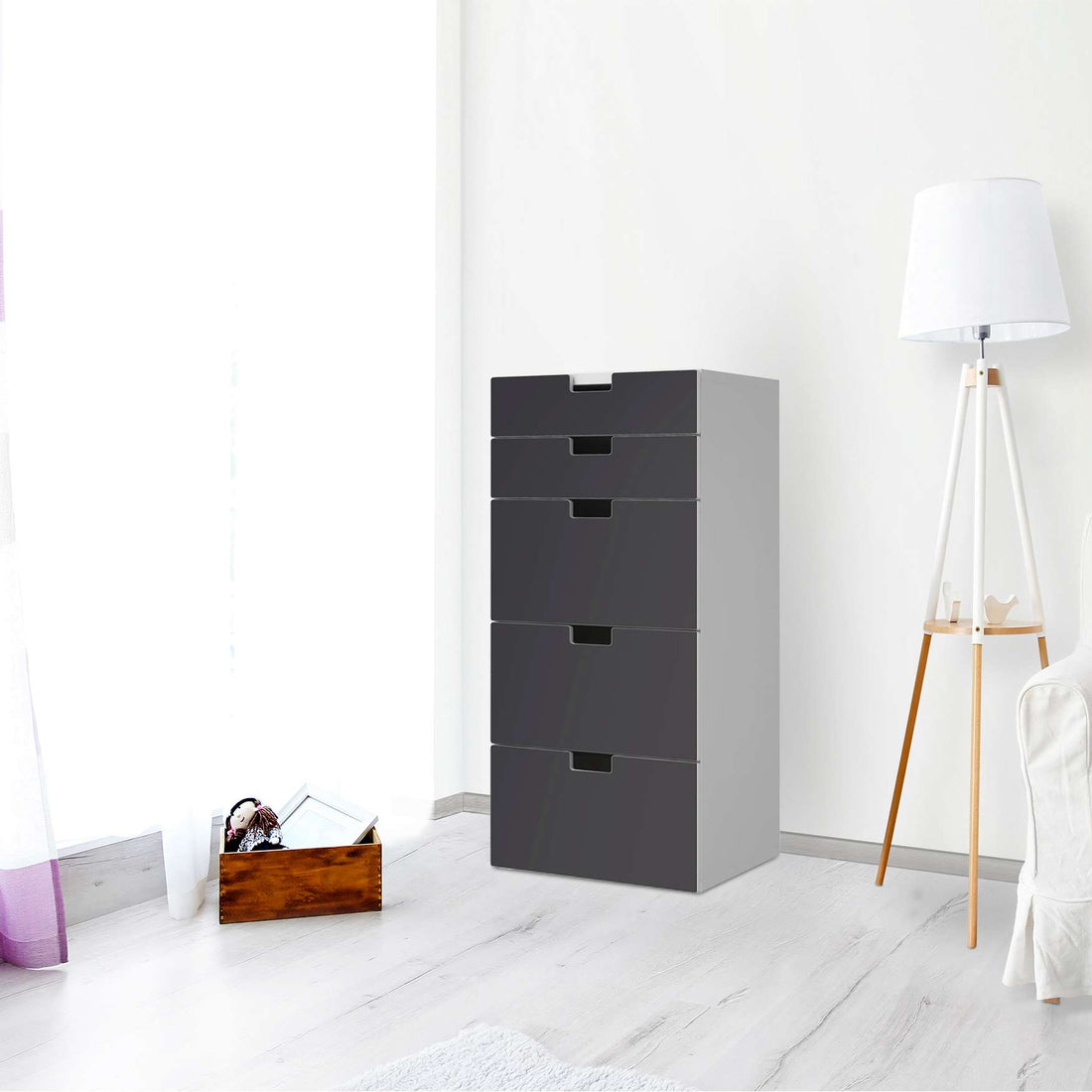 Möbel Klebefolie Grau Dark - IKEA Stuva Kommode - 5 Schubladen - Wohnzimmer