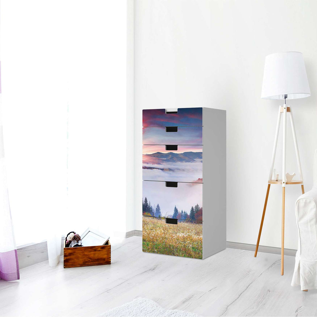 Möbel Klebefolie Herbstwald - IKEA Stuva Kommode - 5 Schubladen - Wohnzimmer
