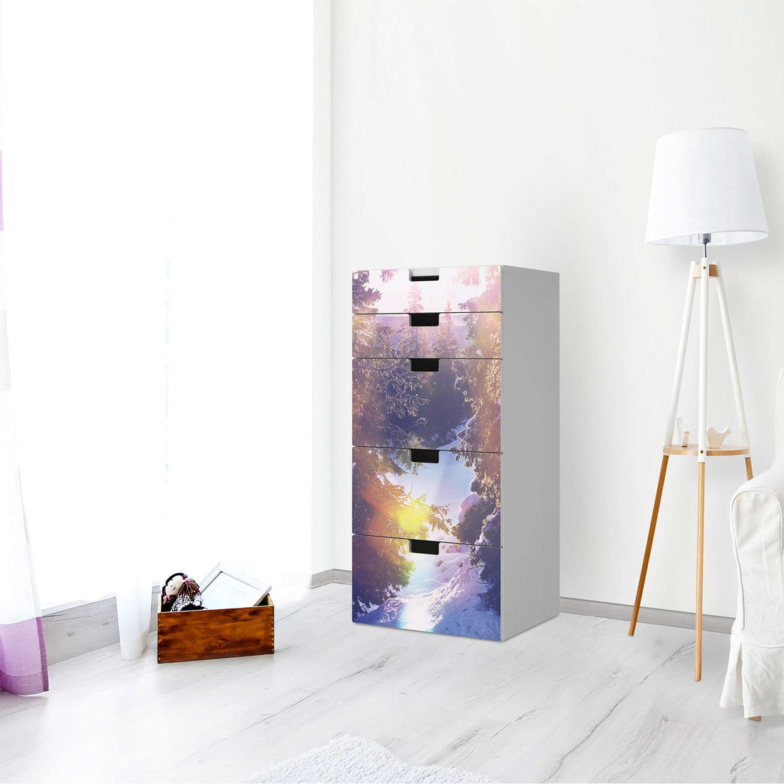 Möbel Klebefolie Lichtflut - IKEA Stuva Kommode - 5 Schubladen - Wohnzimmer