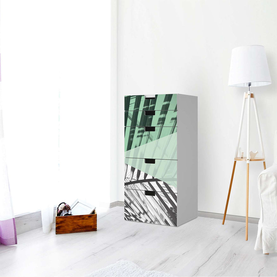 Möbel Klebefolie Palmen mint - IKEA Stuva Kommode - 5 Schubladen - Wohnzimmer