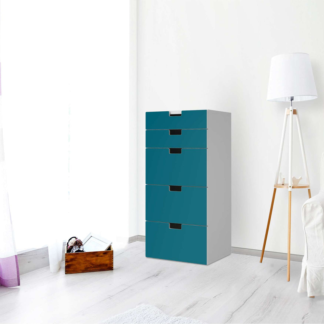 Möbel Klebefolie Türkisgrün Dark - IKEA Stuva Kommode - 5 Schubladen - Wohnzimmer