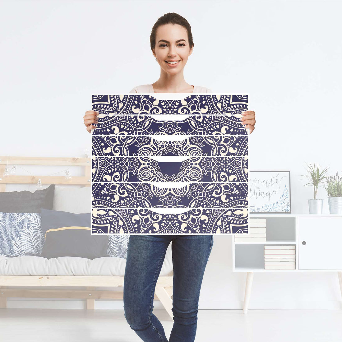 Möbelfolie Blue Mandala - IKEA Alex Rollcontainer 6 Schubladen - Folie