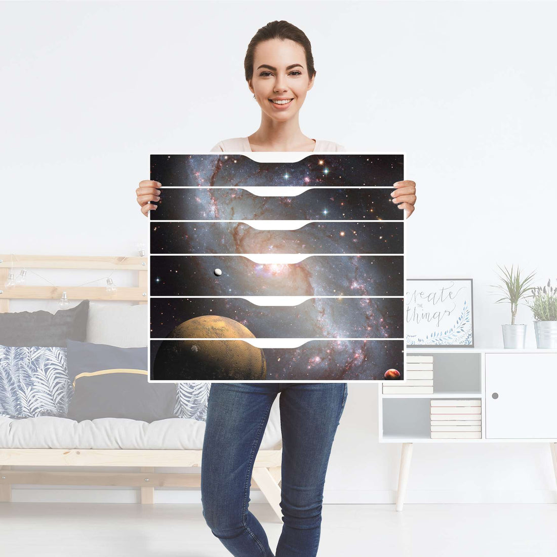 Möbelfolie Milky Way - IKEA Alex Rollcontainer 6 Schubladen - Folie