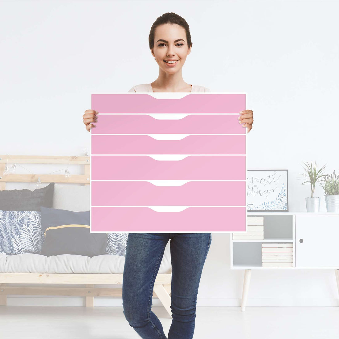 Möbelfolie Pink Light - IKEA Alex Rollcontainer 6 Schubladen - Folie
