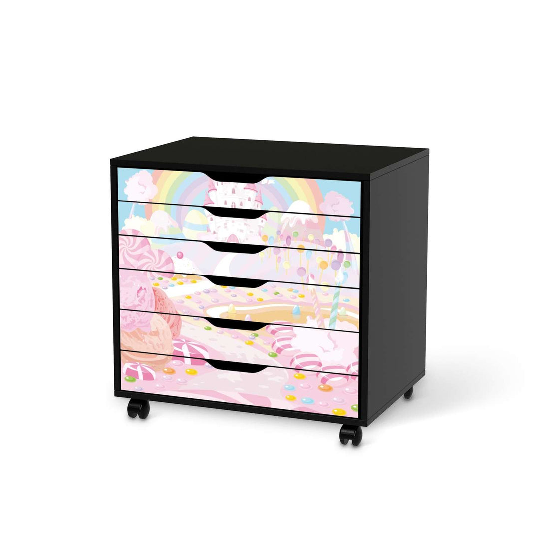 Möbelfolie Candyland - IKEA Alex Rollcontainer 6 Schubladen - schwarz