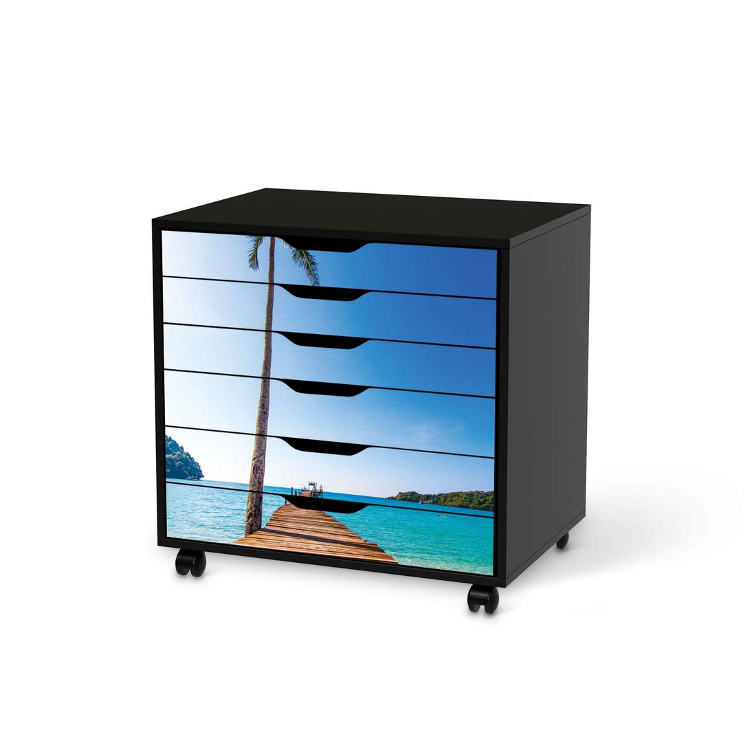 Möbelfolie Caribbean - IKEA Alex Rollcontainer 6 Schubladen - schwarz