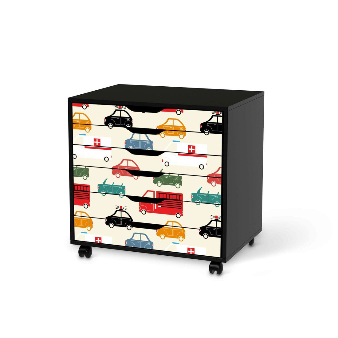 Möbelfolie Cars - IKEA Alex Rollcontainer 6 Schubladen - schwarz