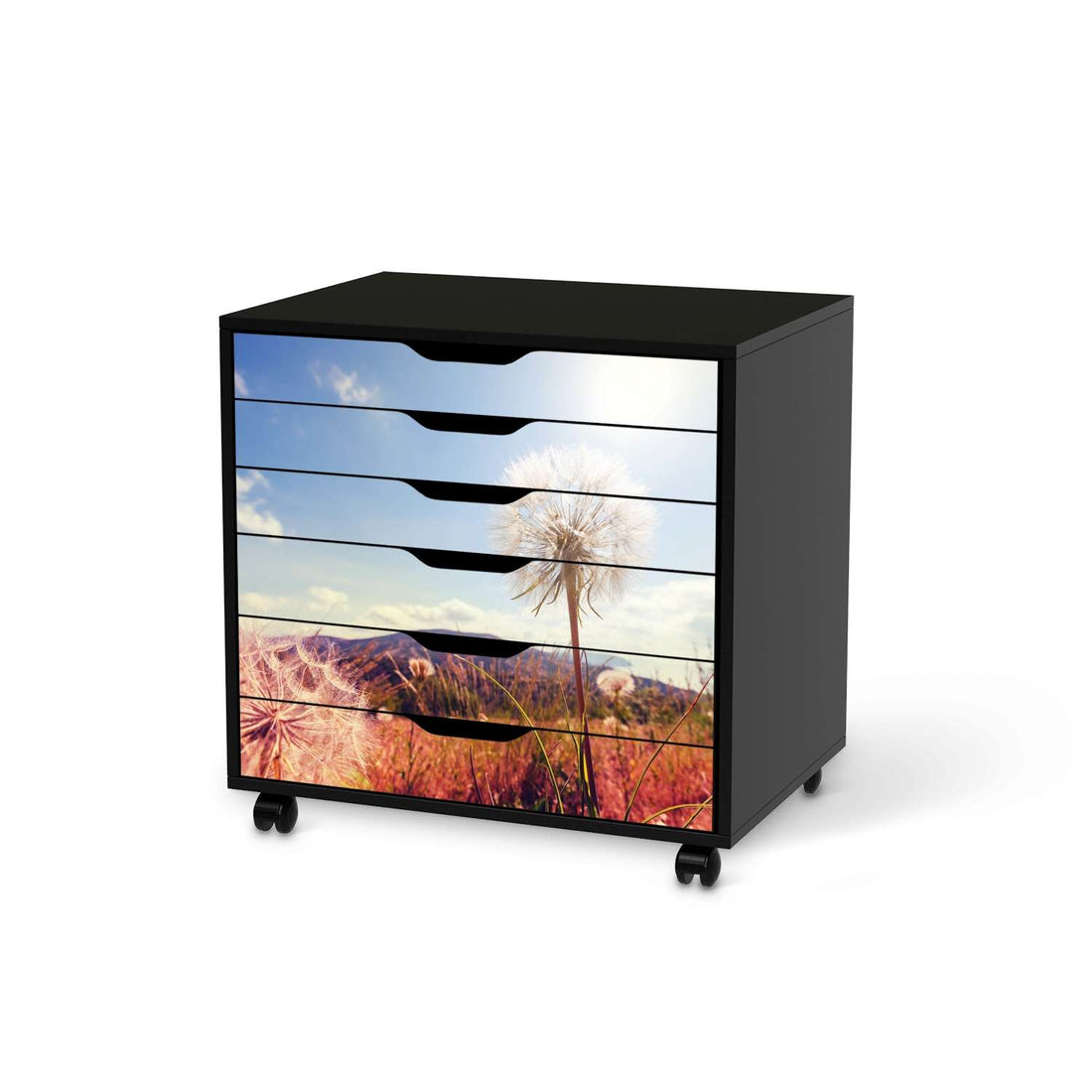 Möbelfolie Dandelion - IKEA Alex Rollcontainer 6 Schubladen - schwarz
