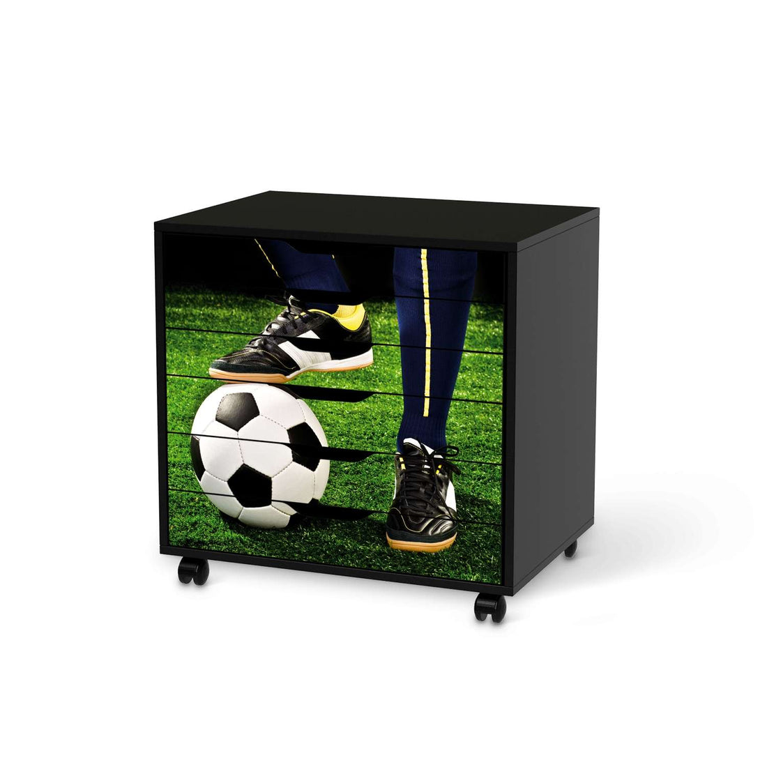 Möbelfolie Fussballstar - IKEA Alex Rollcontainer 6 Schubladen - schwarz