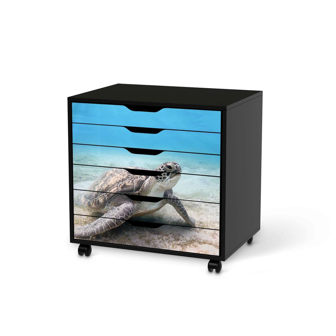Möbelfolie Green Sea Turtle - IKEA Alex Rollcontainer 6 Schubladen - schwarz
