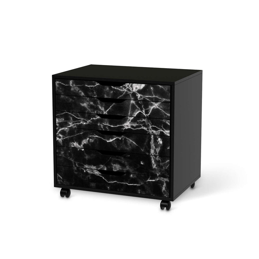 Möbelfolie Marmor schwarz - IKEA Alex Rollcontainer 6 Schubladen - schwarz