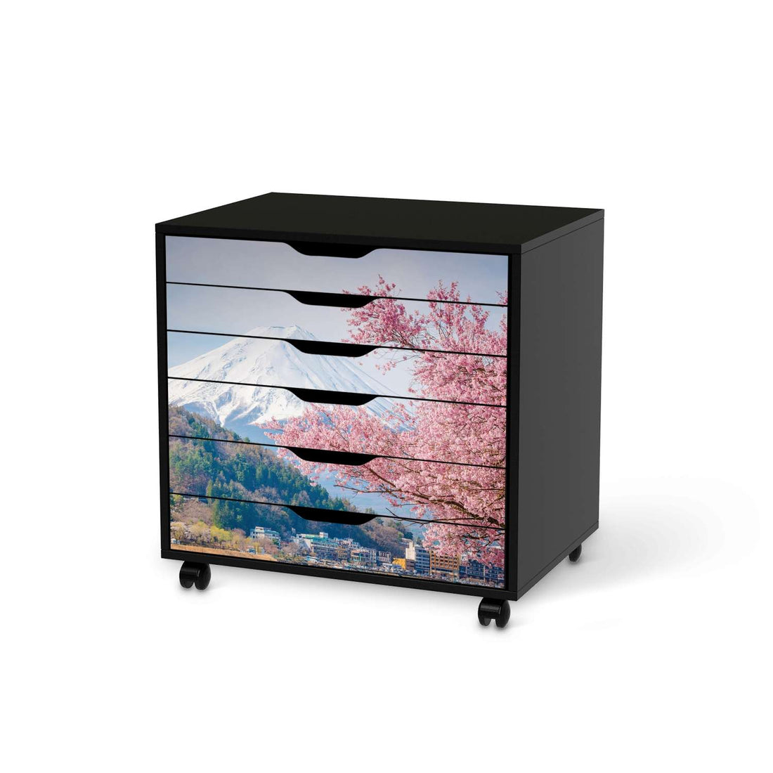 Möbelfolie Mount Fuji - IKEA Alex Rollcontainer 6 Schubladen - schwarz