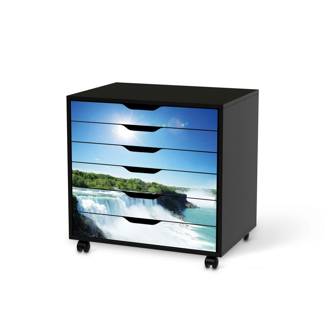 Möbelfolie Niagara Falls - IKEA Alex Rollcontainer 6 Schubladen - schwarz