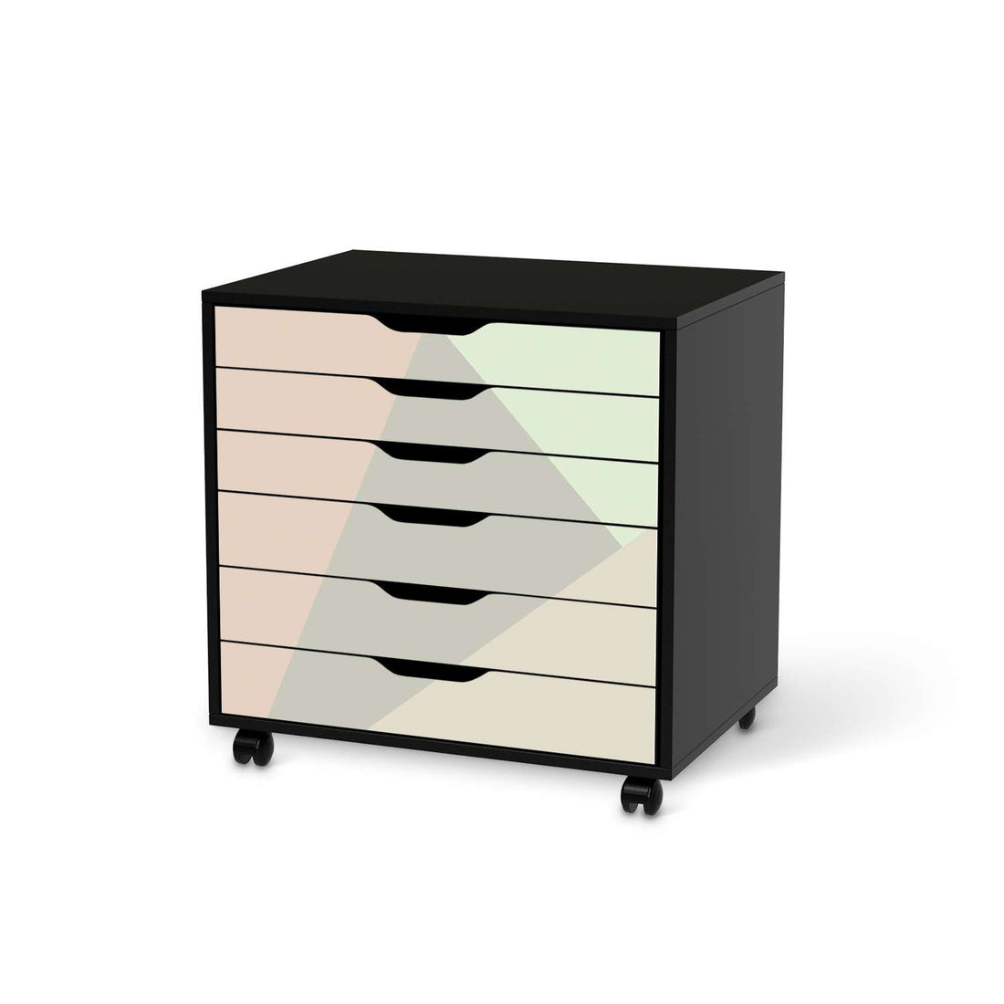 Möbelfolie Pastell Geometrik - IKEA Alex Rollcontainer 6 Schubladen - schwarz