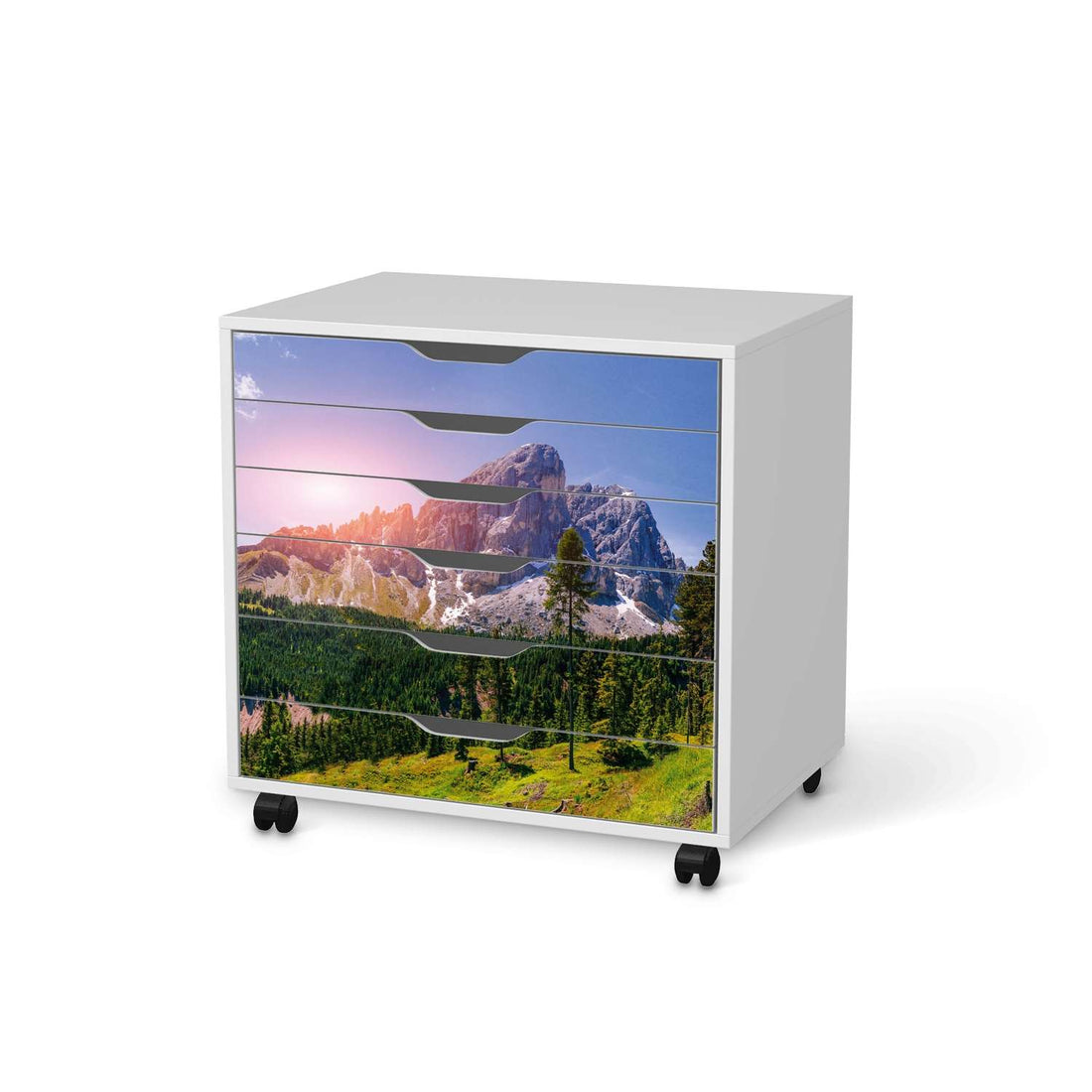 Möbelfolie Alpenblick - IKEA Alex Rollcontainer 6 Schubladen - weiss