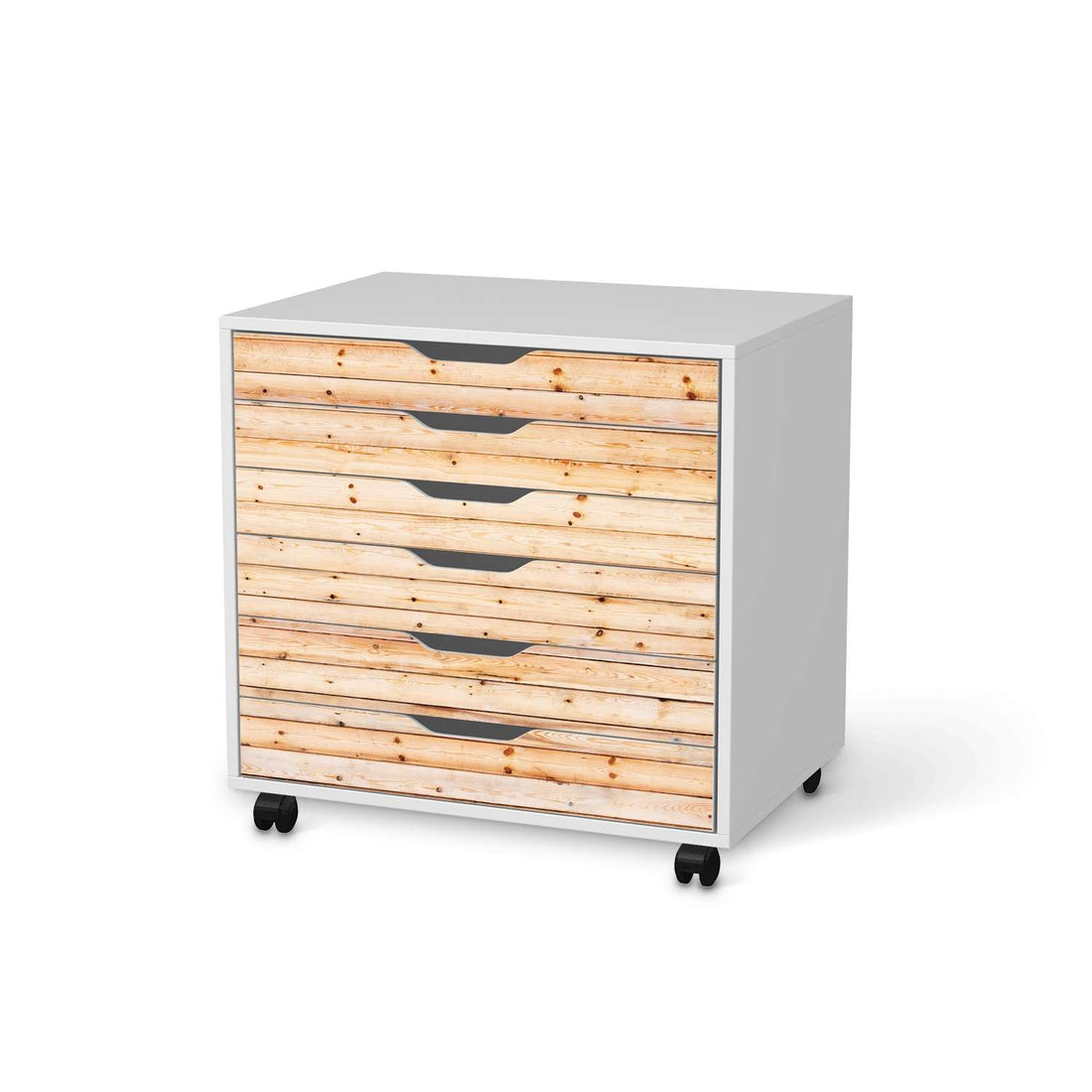 Möbelfolie Bright Planks - IKEA Alex Rollcontainer 6 Schubladen - weiss