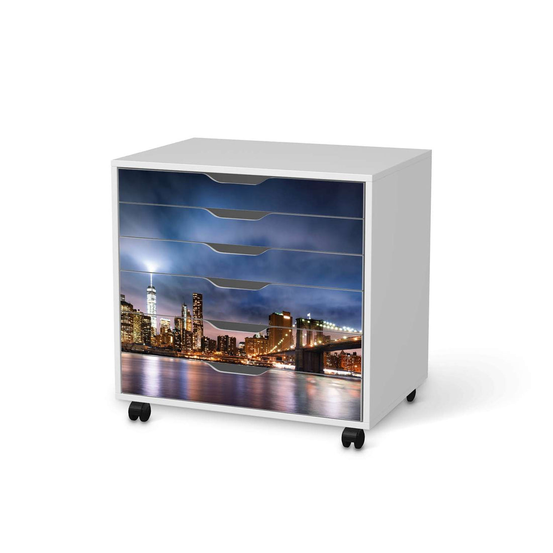 Möbelfolie Brooklyn Bridge - IKEA Alex Rollcontainer 6 Schubladen - weiss