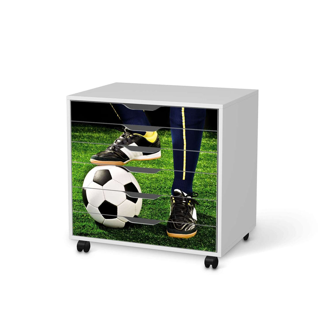 Möbelfolie Fussballstar - IKEA Alex Rollcontainer 6 Schubladen - weiss