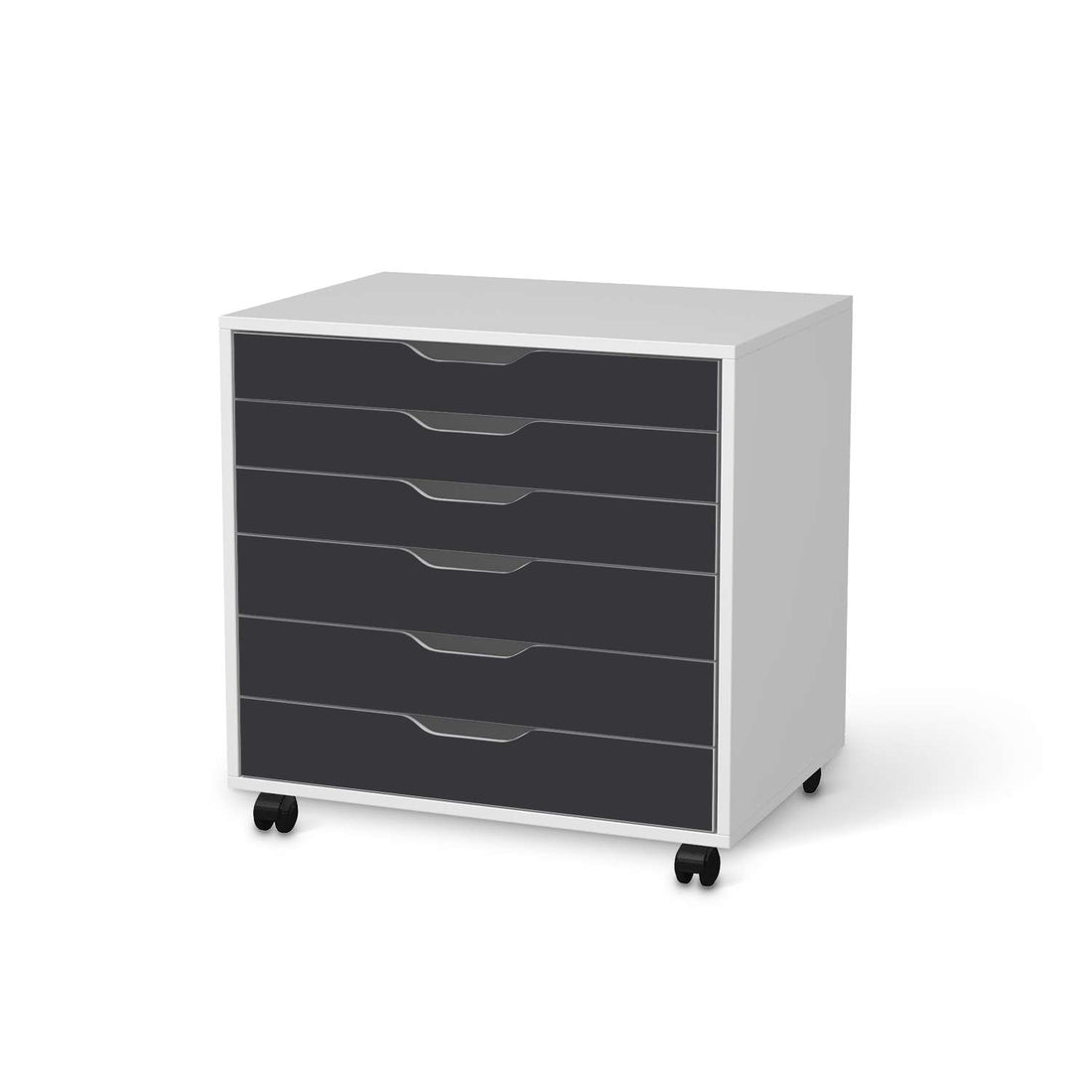 Möbelfolie Grau Dark - IKEA Alex Rollcontainer 6 Schubladen - weiss