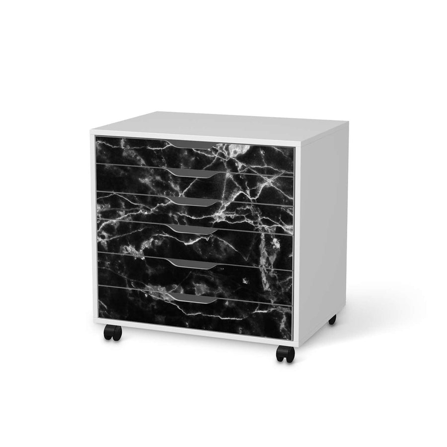Möbelfolie Marmor schwarz - IKEA Alex Rollcontainer 6 Schubladen - weiss
