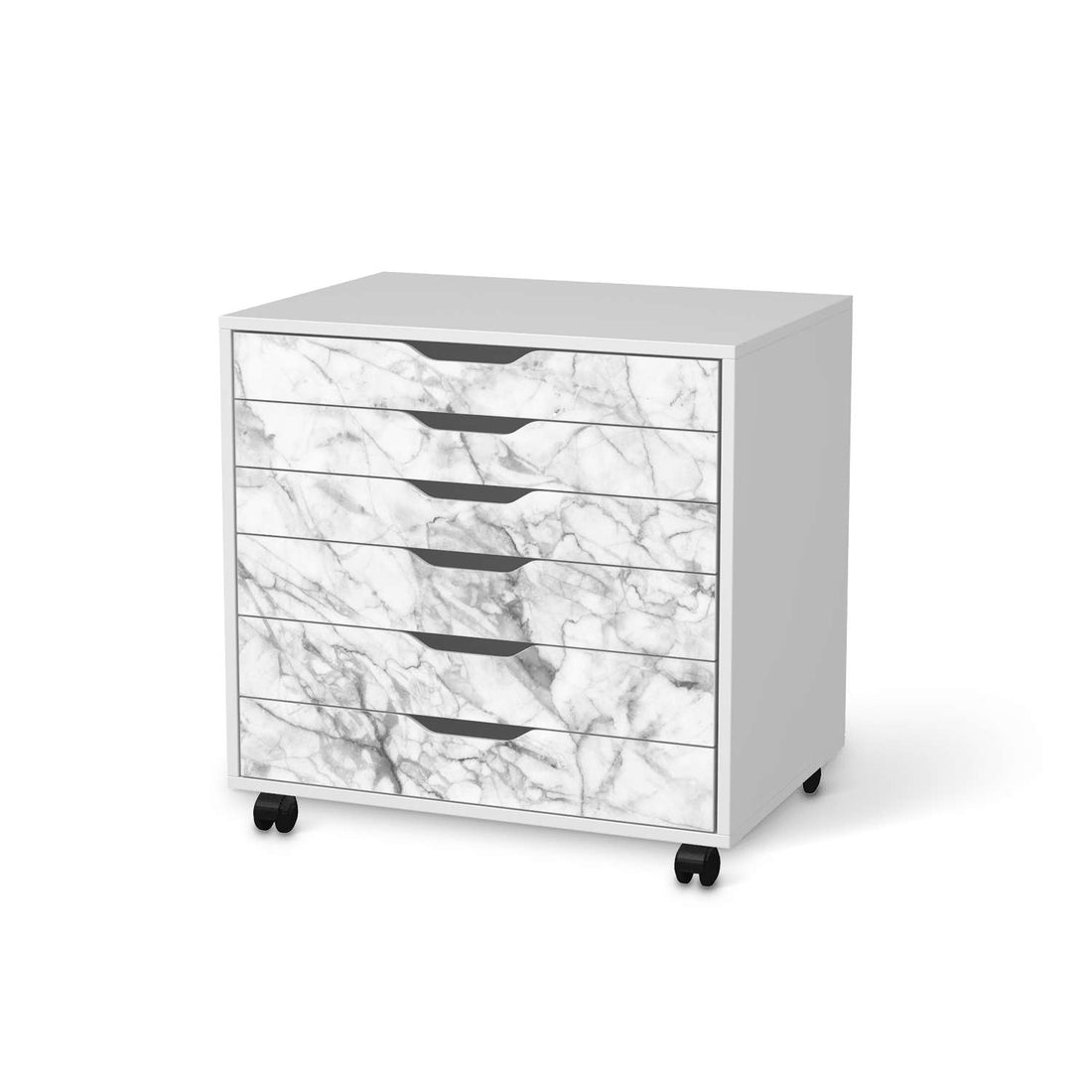 Möbelfolie Marmor weiß - IKEA Alex Rollcontainer 6 Schubladen - weiss