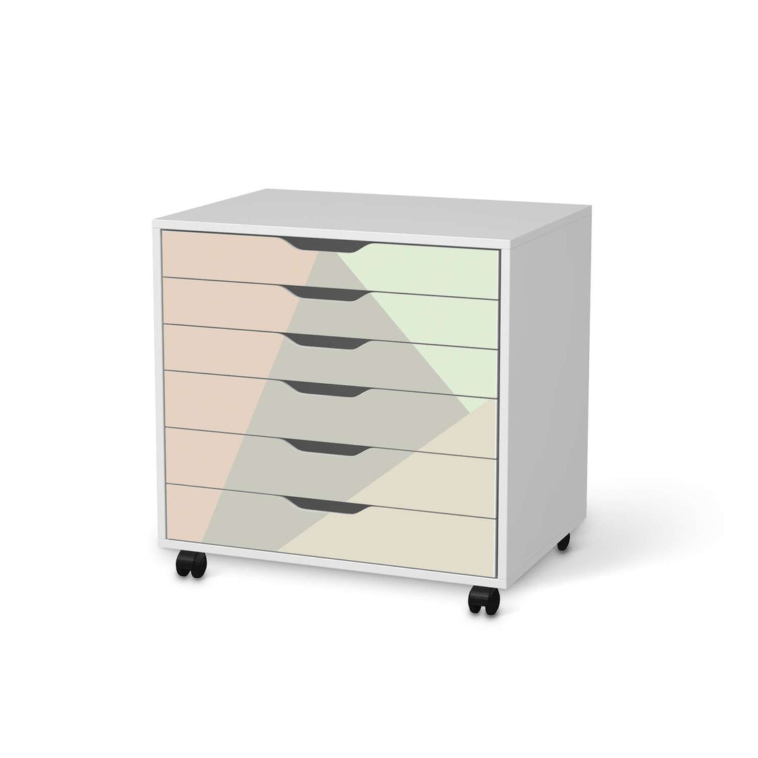 Möbelfolie Pastell Geometrik - IKEA Alex Rollcontainer 6 Schubladen - weiss