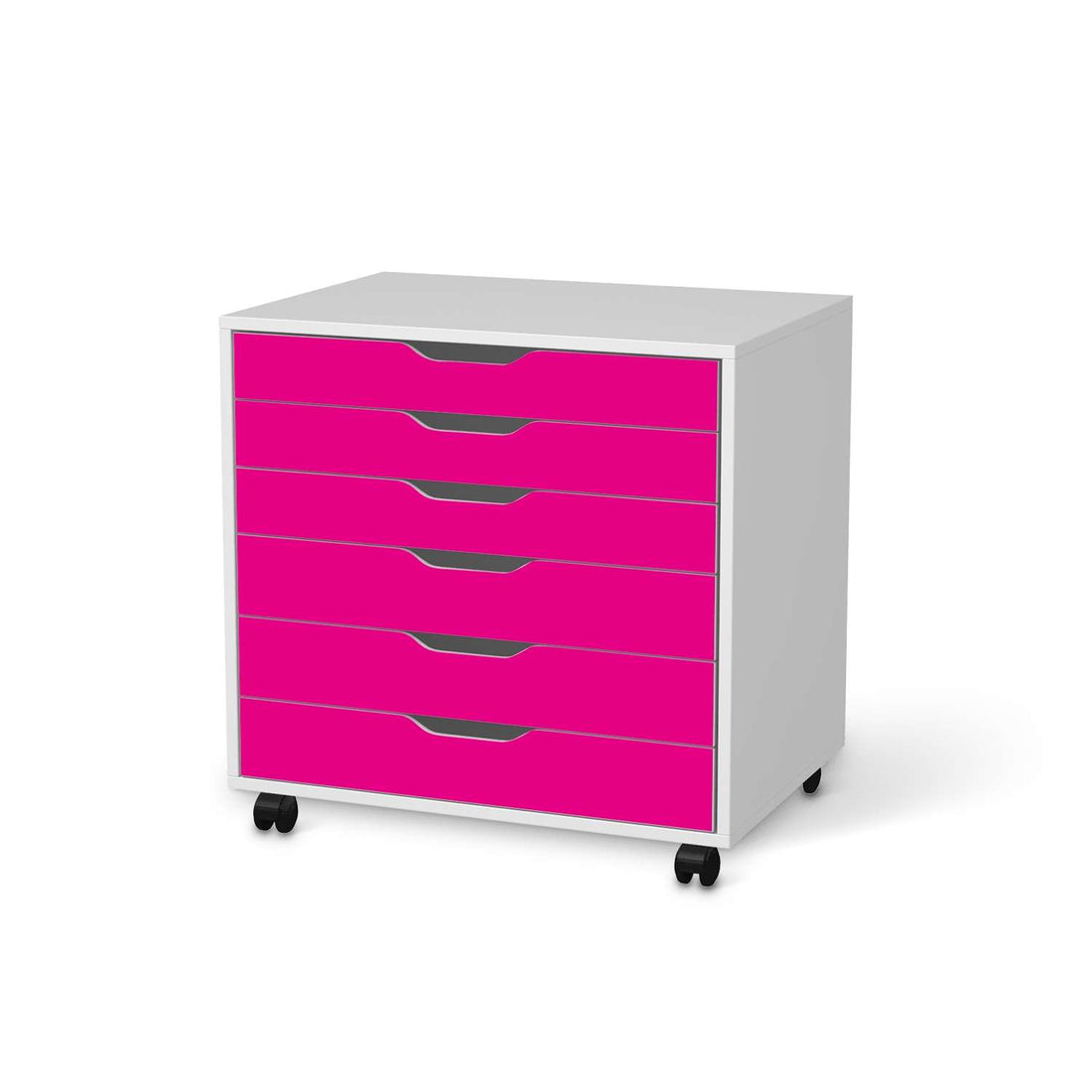 Möbelfolie Pink Dark - IKEA Alex Rollcontainer 6 Schubladen - weiss