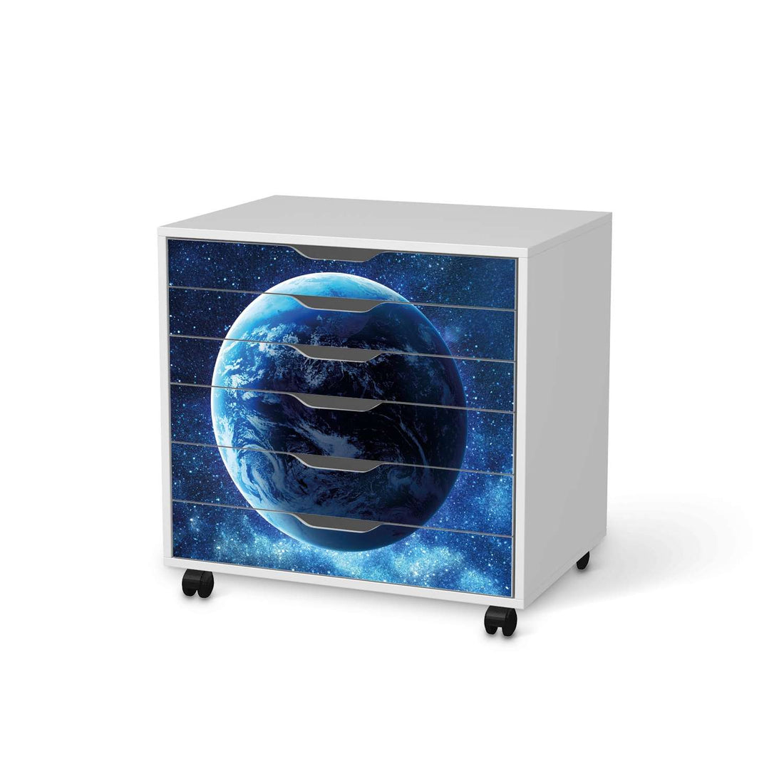 Möbelfolie Planet Blue - IKEA Alex Rollcontainer 6 Schubladen - weiss