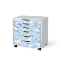 Möbelfolie Rainbow Unicorn - IKEA Alex Rollcontainer 6 Schubladen - weiss
