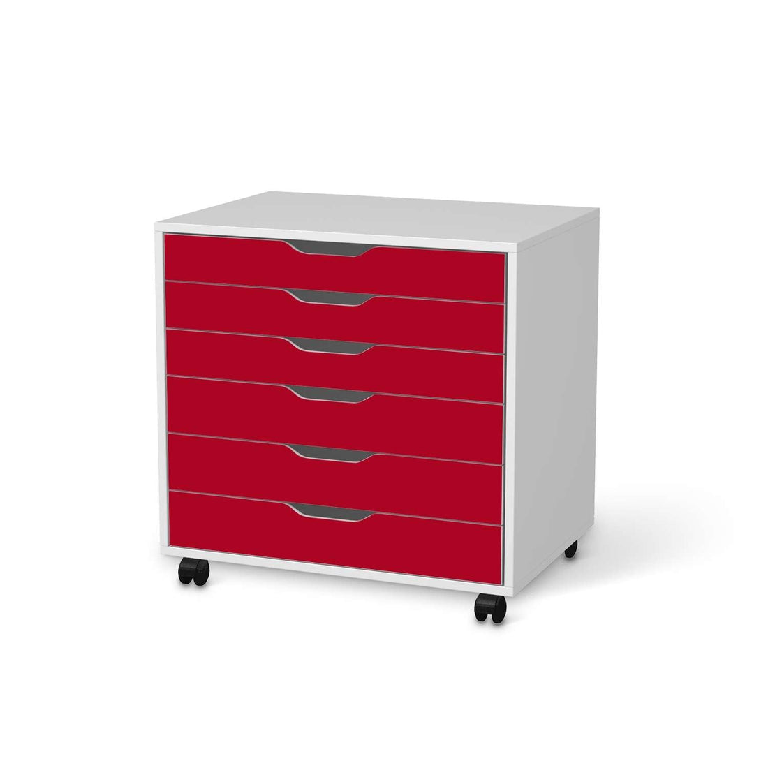 Möbelfolie Rot Dark - IKEA Alex Rollcontainer 6 Schubladen - weiss